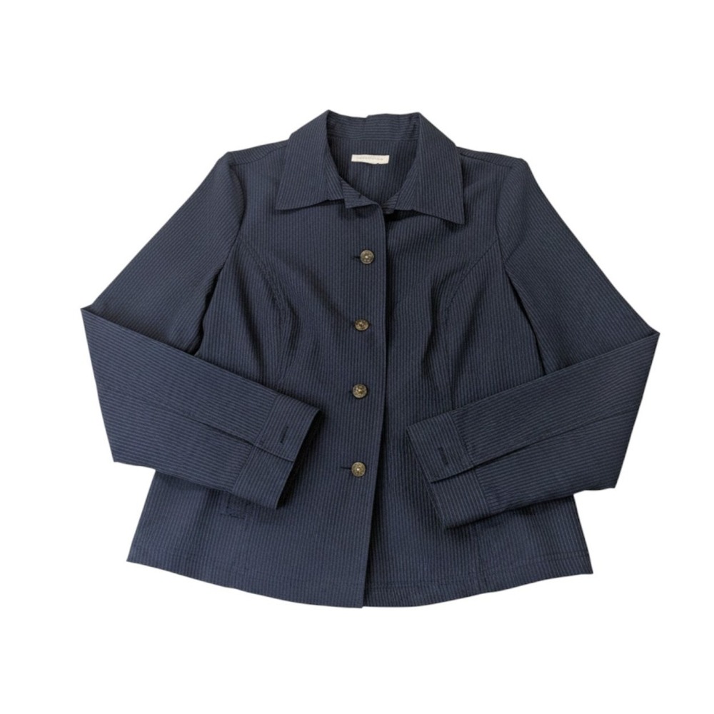 Charter Club Jacket Small Blue Ribbed Gold Button Nautical Dark Academia Blazer